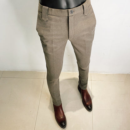 Youth Business Fashion Solid Color Simple Pencil Pants Suit Pants