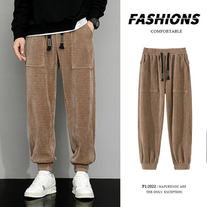 Men's Plus-sized Plus-sized Autumn Fashion Brand Loose Wide Leg Corduroy Men's Sports Casual Pants
