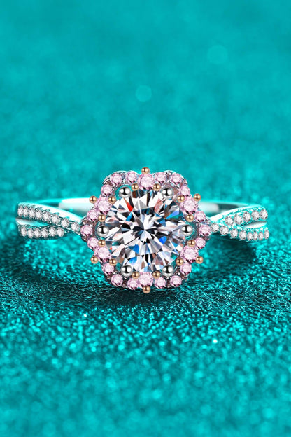 1 Carat Moissanite Flower-Shaped Crisscross Ring - DunbiBeauty, LLC