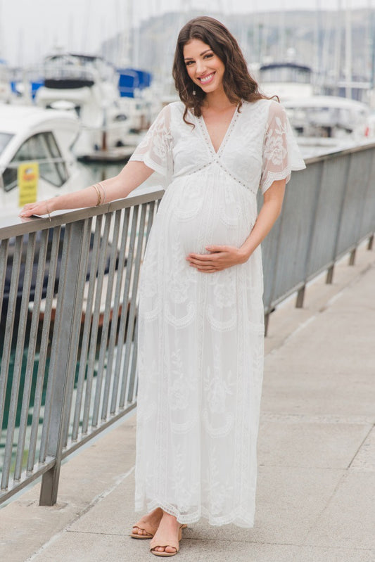 Women's Lace Embroidered Maternity Dress nihaodropshipping