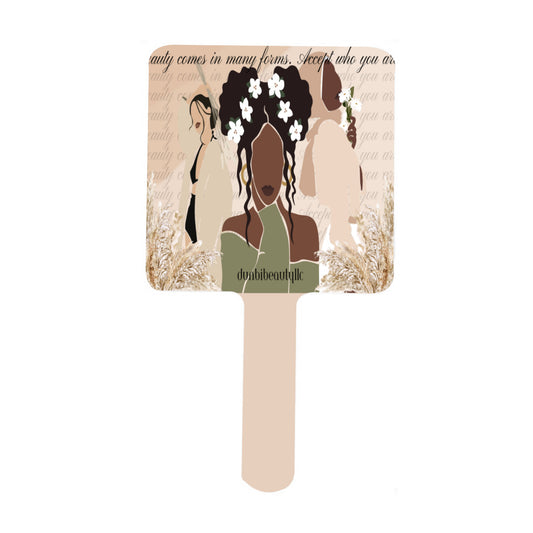 Handle Square Mirror｜Rubber -Black Woman, Asian Woman, Muslim Woman, Beauty, Elegance (Designed by Dunbi)