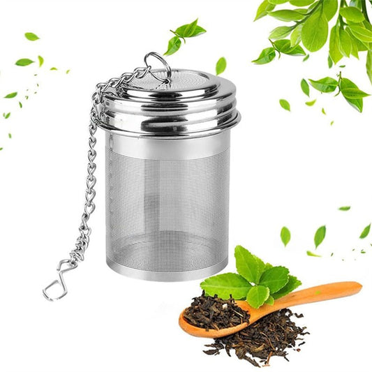 1PC Cylindrical Stainless Steel Tea Infuser Strainer Leaf Spice Herbal Teapot Reusable Mesh Filter Home Kitchen Accessories - DunbiBeauty, LLC