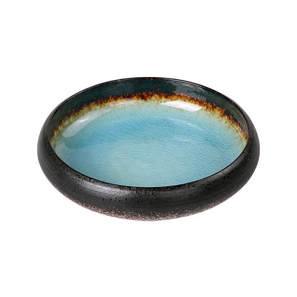 1Pcs KINGLANG Creative Kiln Ice Split Glaze Ceramic Plate Japanese Sushi Sashimi Plate Dish Salad Plate - DunbiBeauty, LLC