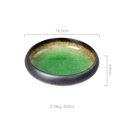 1Pcs KINGLANG Creative Kiln Ice Split Glaze Ceramic Plate Japanese Sushi Sashimi Plate Dish Salad Plate - DunbiBeauty, LLC