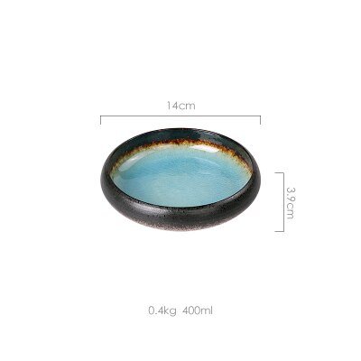 1Pcs KINGLANG Creative Kiln Ice Split Glaze Ceramic Plate Japanese Sushi Sashimi Plate Dish Salad Plate - DunbiBeauty, LLC