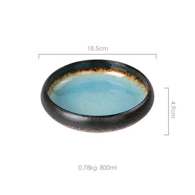 1Pcs KINGLANG Creative Kiln Ice Split Glaze Ceramic Plate Japanese Sushi Sashimi Plate Dish Salad Plate - DunbiBeauty, LLC