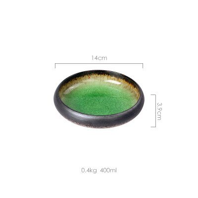 1Pcs KINGLANG Creative Kiln Ice Split Glaze Ceramic Plate Japanese Sushi Sashimi Plate Dish Salad Plate - DunbiBeauty, LLC