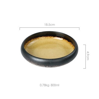 1Pcs KINGLANG Creative Kiln Ice Split Glaze Ceramic Plate Japanese Sushi Sashimi Plate Dish Salad Plate - DunbiBeauty, LLC
