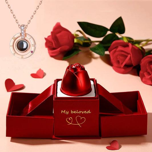 2023 Hot Valentine's Day Gifts Metal Rose Jewelry Gift Box Necklace For Wedding Girlfriend Necklace Gifts - DunbiBeauty, LLC