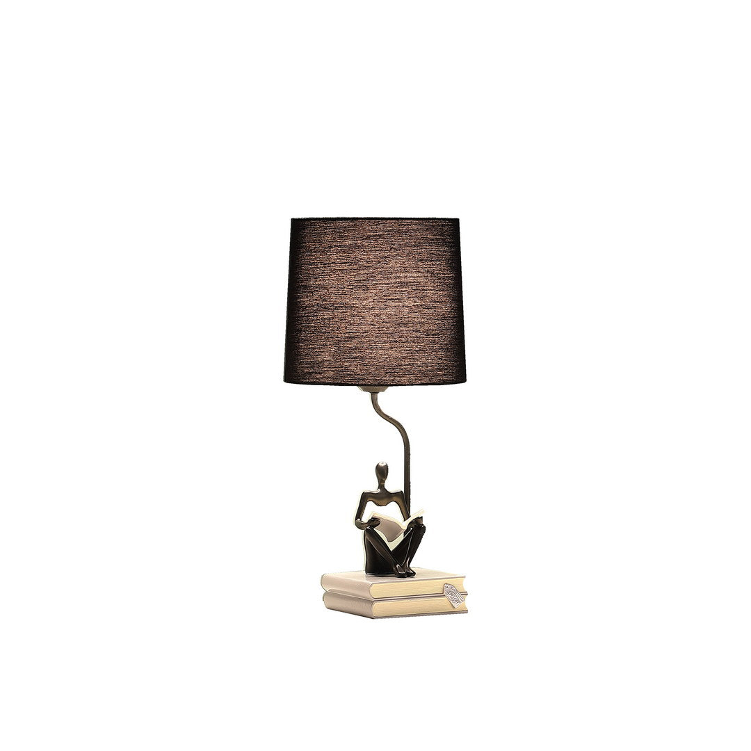20.5&quot; In Modern Reader Black Sitting A Gray Stack Of Books Polyresin Table Lamp