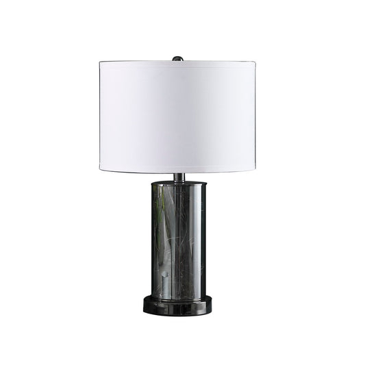 21.25&quot; In Cynx Led Night Light Mid-Century Glass Black Chrome Table Lamp