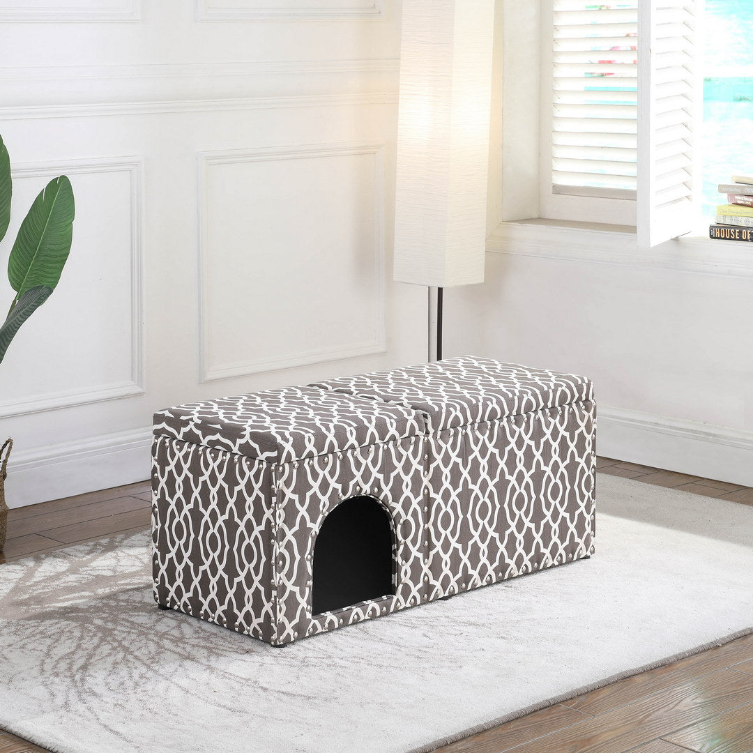 18&quot; Cassidy Smoky Gray Pet Housing w/ Storage Bench