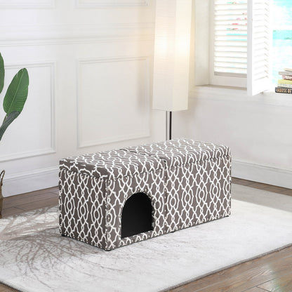 18&quot; Cassidy Smoky Gray Pet Housing w/ Storage Bench