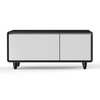 Modern Smart Coffee Table with Built in Fridge, Outlet Protection,Wireless Charging, Mechanical Temperature Control, Power Socket, USB Interface and Ice Water Interface, White