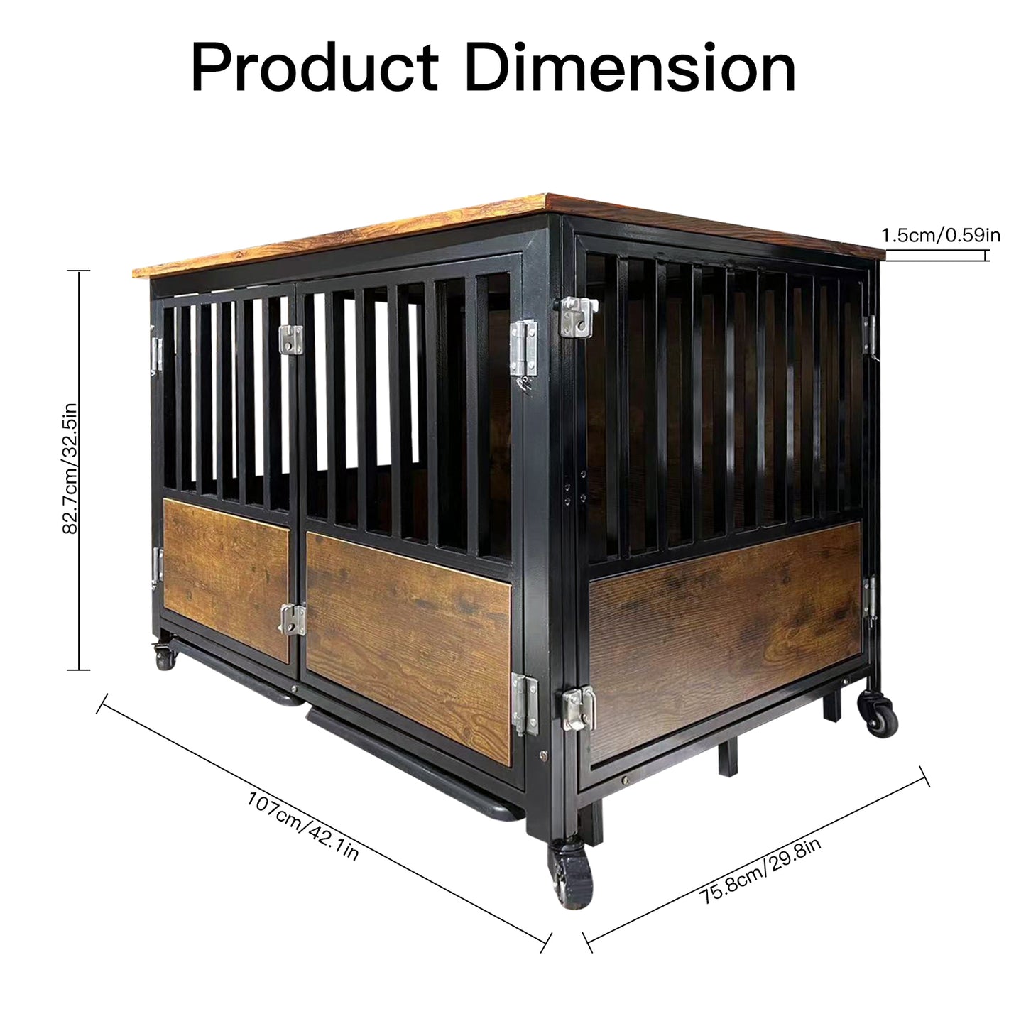 Furniture Style Dog Crate With Door Lock and Double Doors Indoor Use