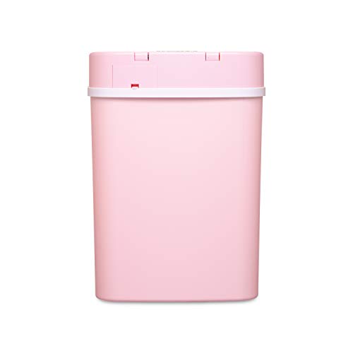 Ninestars DZT-12-5PK Bedroom or Bathroom Automatic Touchless Infrared Motion Sensor Trash Can, 3 Gal 12 L, ABS Plastic (Rectangular, Pink) Trashcan