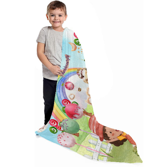 Single-Sided Printed Children's Blanket | 280GSM Polyester - Watercolor, Candy, Pastel, Lollypops, Chocolate, Treats, Dessert, Girls, Friends, Rainbow, Candy Shop, Hot Air Balloon, Cake Pops, Chocolate Clouds (Designed by Dunbi)