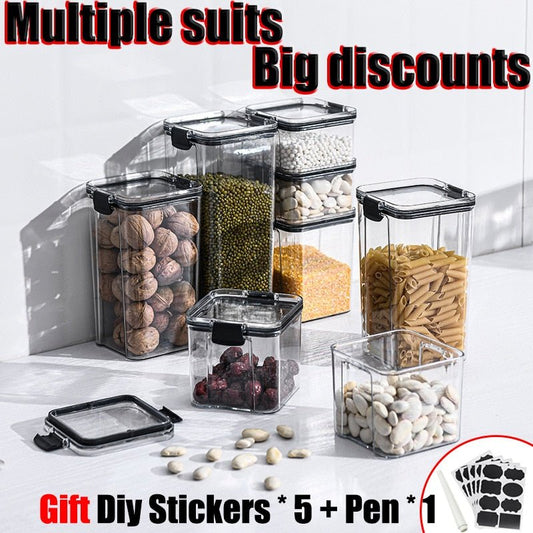 4-9PCS Food Storage Containers Kitchen Storage Organization Storage Box Jars Ducts Storage for Kitchen Food Storage Box Lid Gift - DunbiBeauty, LLC