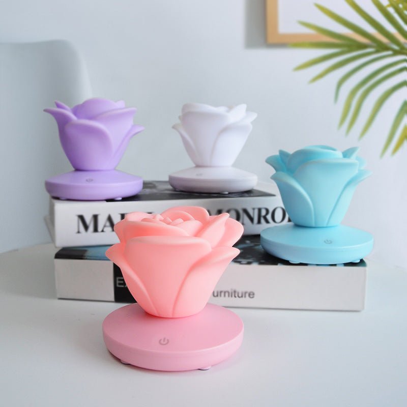 4 Colors Romantic Rose-shape Three Lighting Level Dimming Touch Night Light Valentine's Day Night Light - DunbiBeauty, LLC