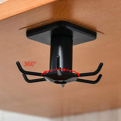 6 Hooks Kitchen Rack Kitchen Organizer Home Accessories 360 Degrees Rotating Cabinet Hanger Utensils For Kitchen Convenience - DunbiBeauty, LLC