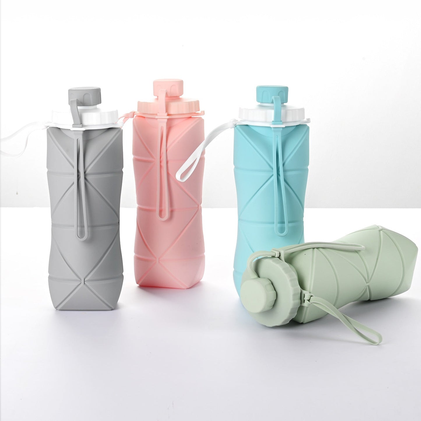 600ml Folding Silicone Water Bottle Sports Water Bottle Outdoor Travel Portable Water Cup Running Riding Camping Hiking Kettle - DunbiBeauty, LLC