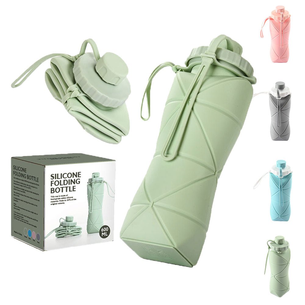600ml Folding Silicone Water Bottle Sports Water Bottle Outdoor Travel Portable Water Cup Running Riding Camping Hiking Kettle - DunbiBeauty, LLC