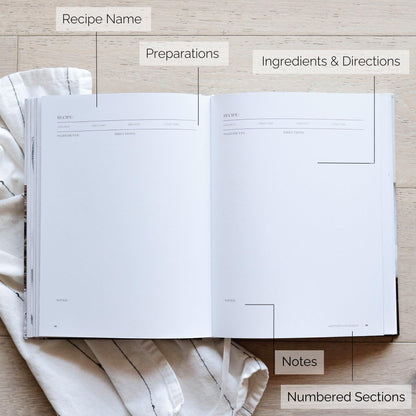 Recipe Book To Write In Your Own Recipes - Large Blank DIY Personalized Family Cookbook Journal, Fits 200 Empty Recipe Templates to Fill In Your Own Recipes - Custom Cooking Notebook Keepsake - 11x8