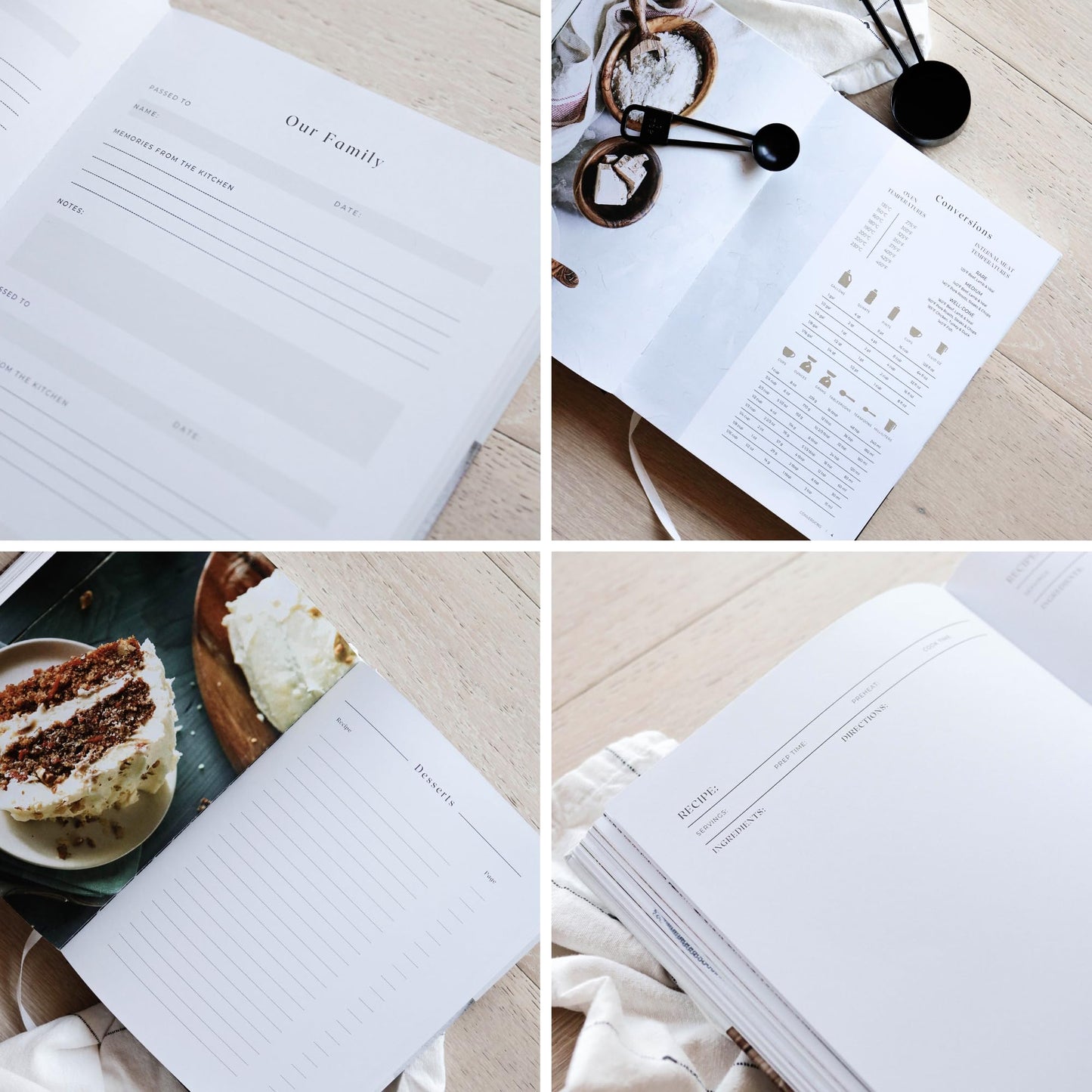 Recipe Book To Write In Your Own Recipes - Large Blank DIY Personalized Family Cookbook Journal, Fits 200 Empty Recipe Templates to Fill In Your Own Recipes - Custom Cooking Notebook Keepsake - 11x8