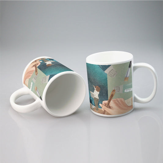 All-over print mug This is My Canvas, Art, Oil Paints, Watercolor, Moon, Stars, Girls, Teamwork, Friendship (Designed by Dunbi)