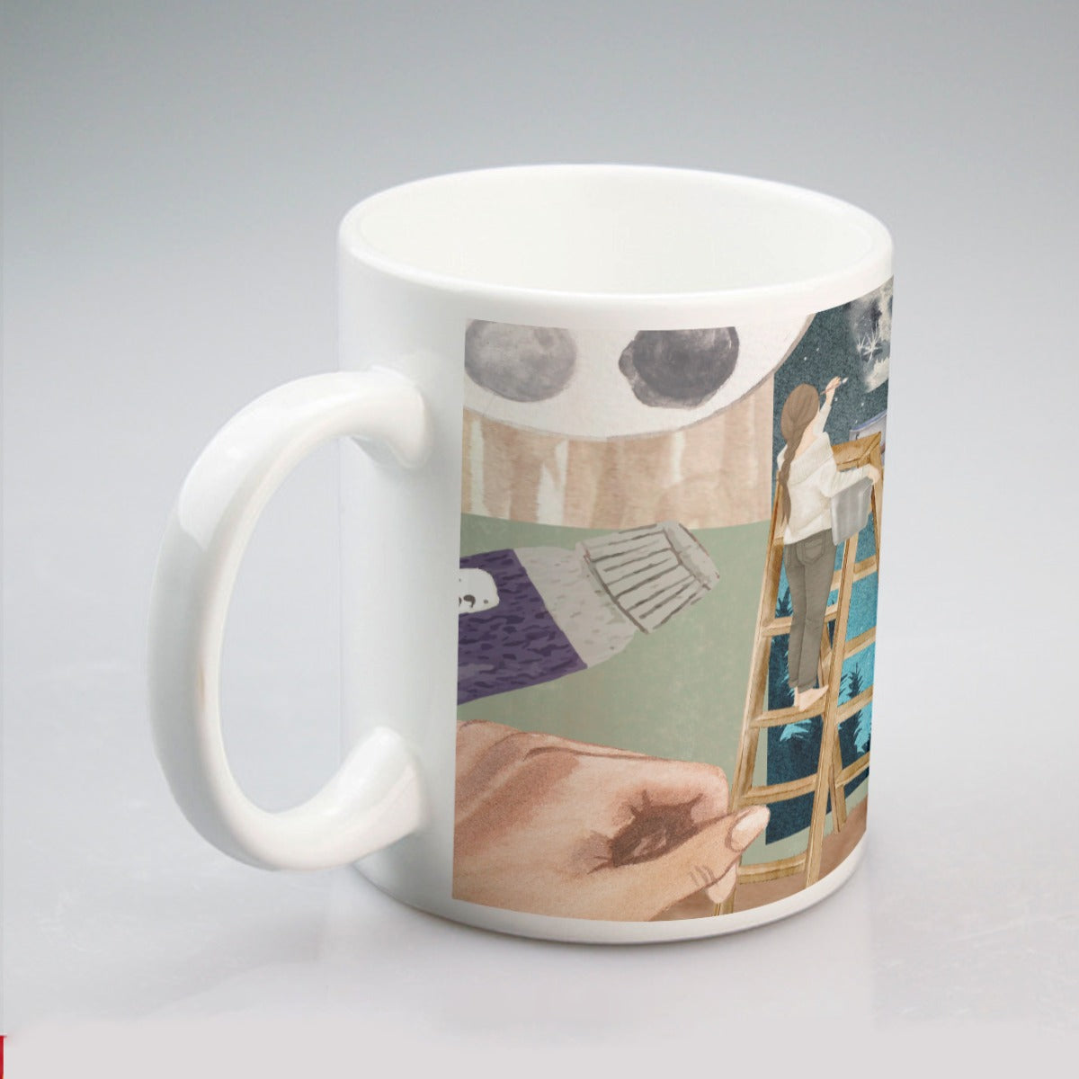 All-over print mug This is My Canvas, Art, Oil Paints, Watercolor, Moon, Stars, Girls, Teamwork, Friendship (Designed by Dunbi)