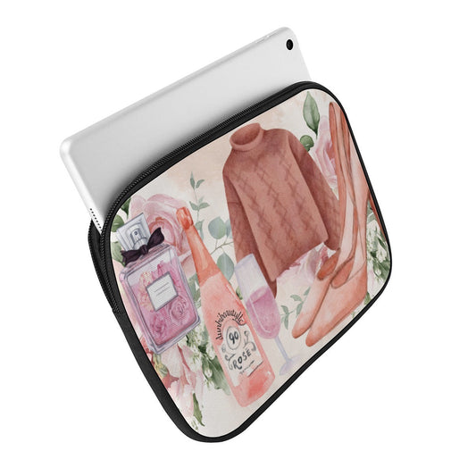 iPad Bag  Dusty Rose, Pink, Perfume, High Heels Champagne & Roses, Aesthetic, Feminine, Fashion (Designed by Dunbi)