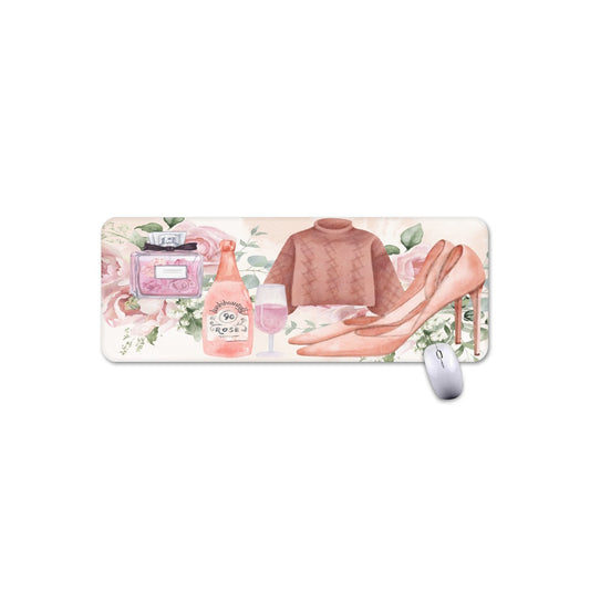 Mouse Pad Plus Size  Dusty Rose, Pink, Perfume, High Heels Champagne & Roses, Aesthetic, Feminine, Fashion (Designed by Dunbi)