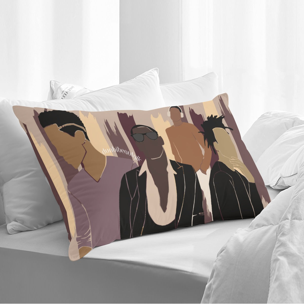 Double Side Printing Pillow Cover（1PC） Black Men, Music, Sophistication, Style, Youth, (Designed by Dunbi)