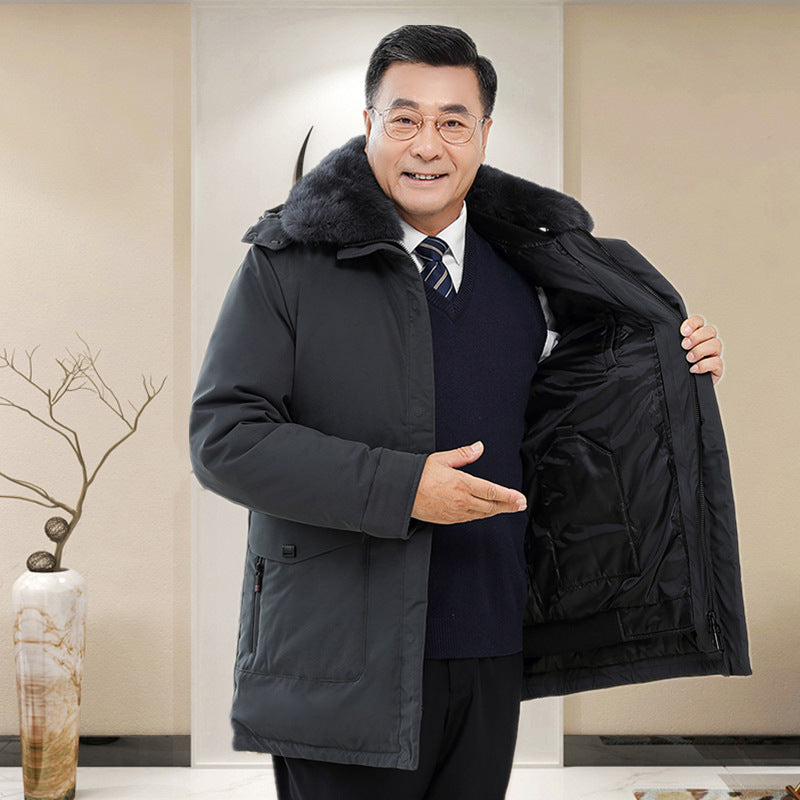 Winter Down Jacket Middle-aged And Elderly Down Jacket Men's Thickened Fur Collar To Keep Warm And Cold-proof Dad Jacket Wholesale SupDropshipping