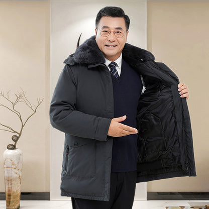 Winter Down Jacket Middle-aged And Elderly Down Jacket Men's Thickened Fur Collar To Keep Warm And Cold-proof Dad Jacket Wholesale SupDropshipping