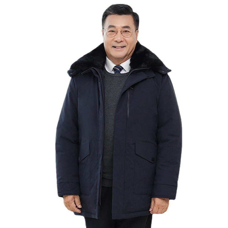 Winter Down Jacket Middle-aged And Elderly Down Jacket Men's Thickened Fur Collar To Keep Warm And Cold-proof Dad Jacket Wholesale SupDropshipping