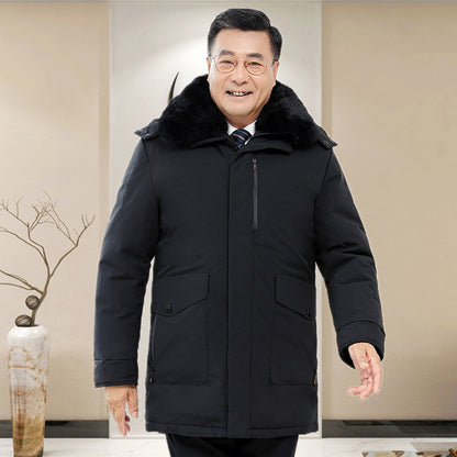 Winter Down Jacket Middle-aged And Elderly Down Jacket Men's Thickened Fur Collar To Keep Warm And Cold-proof Dad Jacket Wholesale SupDropshipping