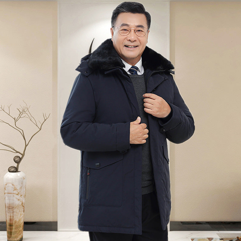 Winter Down Jacket Middle-aged And Elderly Down Jacket Men's Thickened Fur Collar To Keep Warm And Cold-proof Dad Jacket Wholesale SupDropshipping