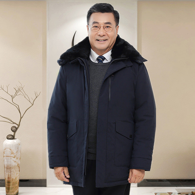 Winter Down Jacket Middle-aged And Elderly Down Jacket Men's Thickened Fur Collar To Keep Warm And Cold-proof Dad Jacket Wholesale SupDropshipping