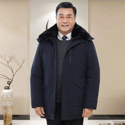 Winter Down Jacket Middle-aged And Elderly Down Jacket Men's Thickened Fur Collar To Keep Warm And Cold-proof Dad Jacket Wholesale SupDropshipping