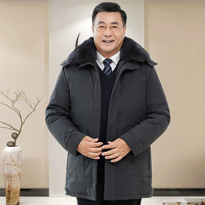 Winter Down Jacket Middle-aged And Elderly Down Jacket Men's Thickened Fur Collar To Keep Warm And Cold-proof Dad Jacket Wholesale SupDropshipping