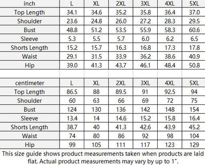 All-Over Print Women's Drop-Shoulder T-Shirt with Side Split and Shorts (Plus Size) (Designed by Dunbi) - DunbiBeauty, LLC