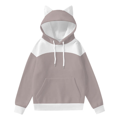 All-Over Print Women’s Hoodie With Decorative Ears (Designed by Dunbi) - DunbiBeauty, LLC