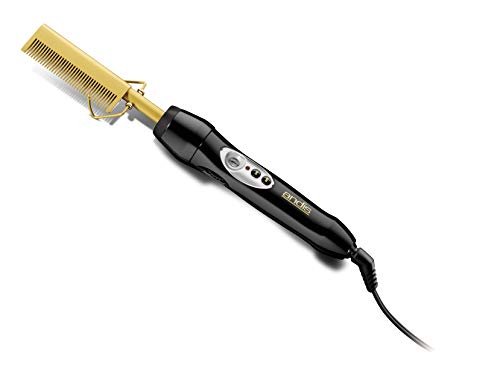 Andis 38300 Professional Heat Ceramic Press Comb for Hair, Straightener - 450F High Heat with Dual Voltage - 20 Adjustable Heat-Settings, 30 Min Auto Shut-off, Gold - DunbiBeauty, LLC