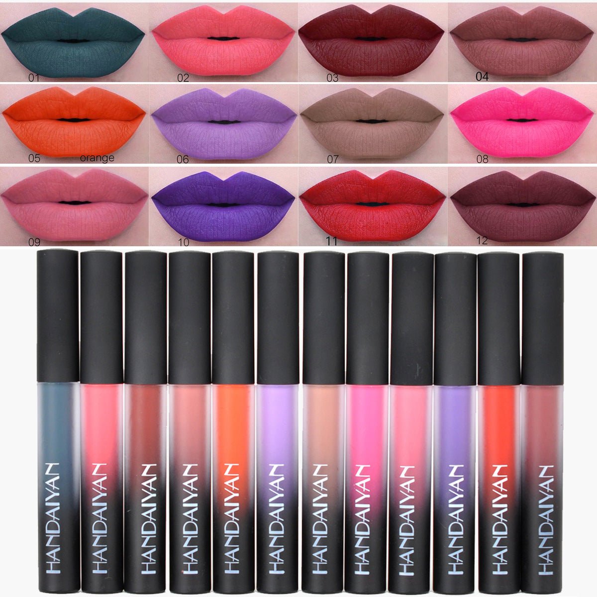 Charm color matte Velvet Matte Lip gloss lip matte glaze with matte lipstick liquid lasting authorization - DunbiBeauty, LLC