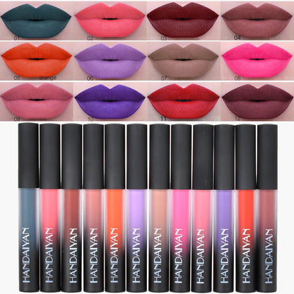 Charm color matte Velvet Matte Lip gloss lip matte glaze with matte lipstick liquid lasting authorization - DunbiBeauty, LLC