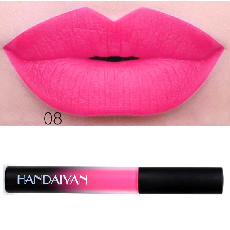 Charm color matte Velvet Matte Lip gloss lip matte glaze with matte lipstick liquid lasting authorization - DunbiBeauty, LLC