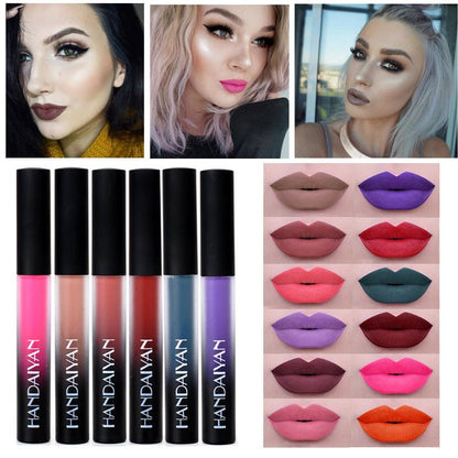 Charm color matte Velvet Matte Lip gloss lip matte glaze with matte lipstick liquid lasting authorization - DunbiBeauty, LLC