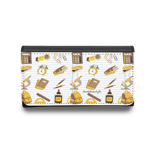 Eyeglass Case｜PU - Back to School, Teacher, Student, Notebooks, School Supplies, Backpack, Brown, Gold, Gray, Notebook Paper (Designed by Dunbi)