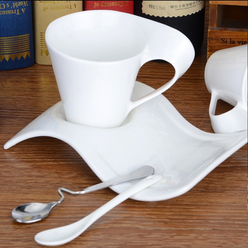 European Style Coffee Cup 90ML Espresso Coffee Cup Ceramic Set Mug Creative Couple Breakfast Cup Milk Cup Home Decoration - DunbiBeauty, LLC